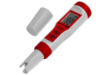 Тестер воды 4 в 1 (солемер/кондуктометр/pH- метр/термометр) МЕГЕОН 17002